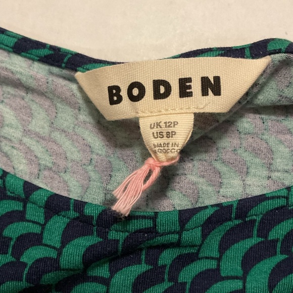 Boden Abigail Jersey Dress Green/Blue Geo Print - Picture 8 of 10